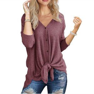 Mauve/Marron Waffle Knit Blouse